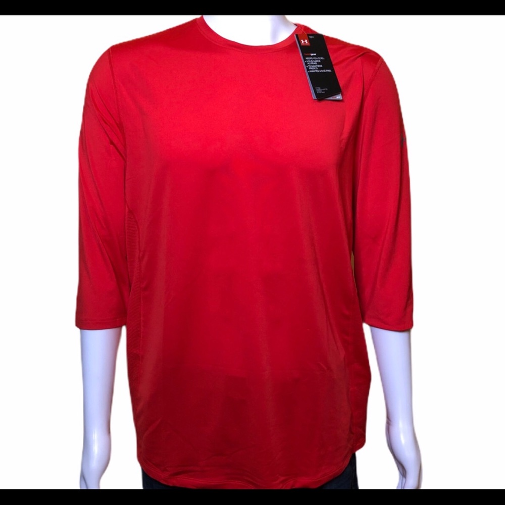 Red Under Armour 3/4 sleeve baseball Tee NWT